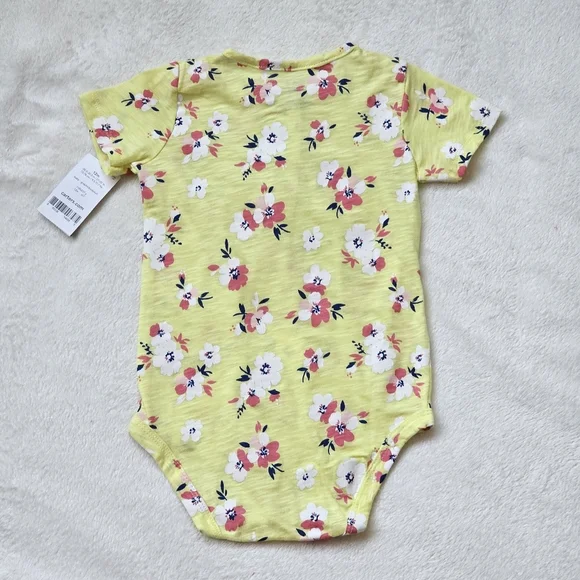 Carter's Baby Girls' Floral Bodysuit, Yellow, Multicolor - Picture 4 of 6